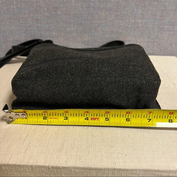 Authentic Prada Wool/Leather Black/Gray Adjustable Strap Shoulder Bag - Picture 13 of 14